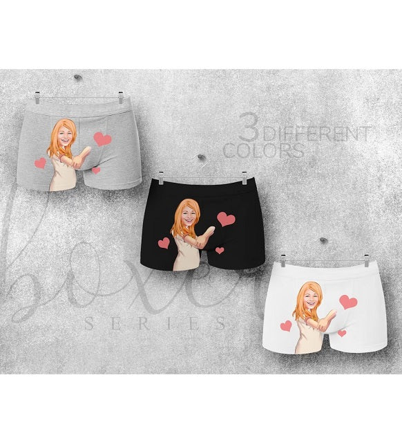 3 Pieces Personalized Cartoon Black, Gray and White Men's Boxers | Model 11