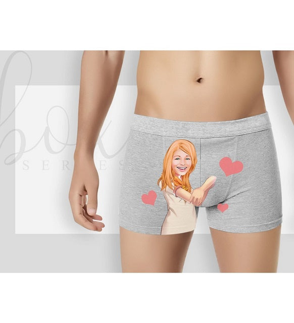 3 Pieces Personalized Cartoon Black, Gray and White Men's Boxers | Model 11