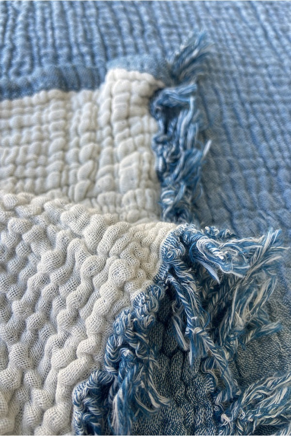 Blue Color King Size Muslin Cotton Blanket and Bedspread