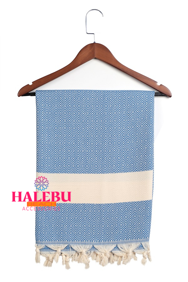Blue Color Diamond Pattern Design Beach Towel