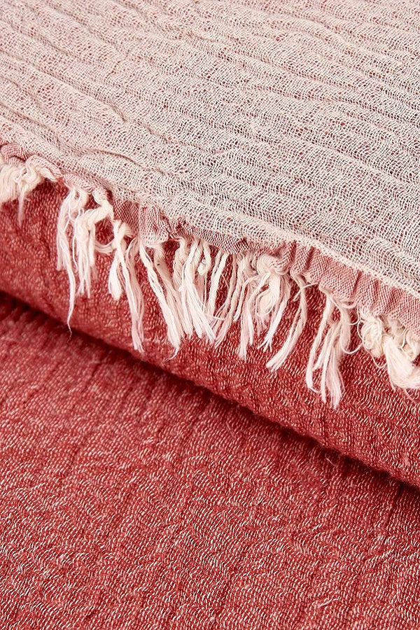 Brick Red Color King Size Muslin Cotton Blanket and Bedspread