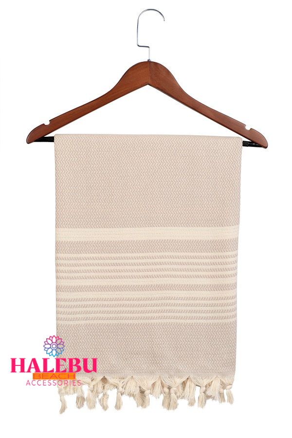Cream Color Hasir Pattern Design Beach Towel