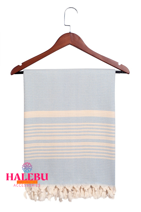 Light Blue Color Hasir Pattern Design Beach Towel
