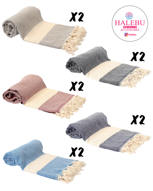 10 Pieces 5 Different Color Diamond Pattern Design Beach Towel