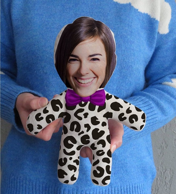 Personalized Photo Baby Pillow | Purple Bow Tie Cow Design
