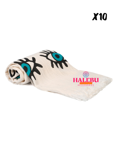 10 Pieces Green Eye Printed Beach Towel