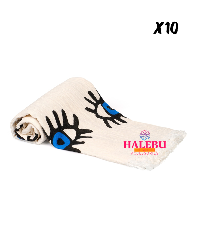 10 Pieces Blue Eye Printed Beach Towel