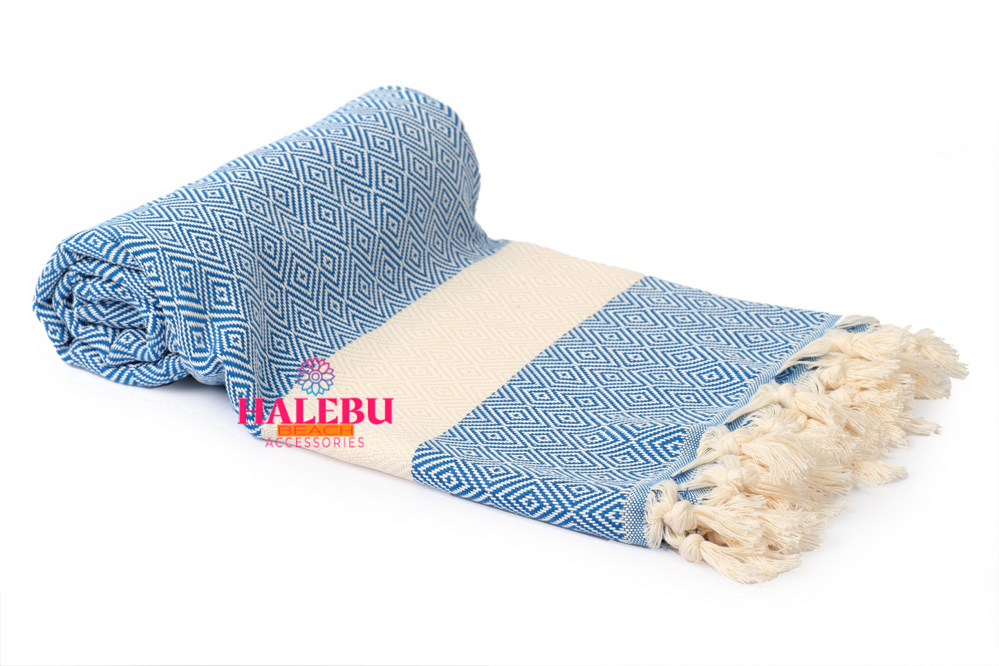Blue Color Diamond Pattern Design Beach Towel
