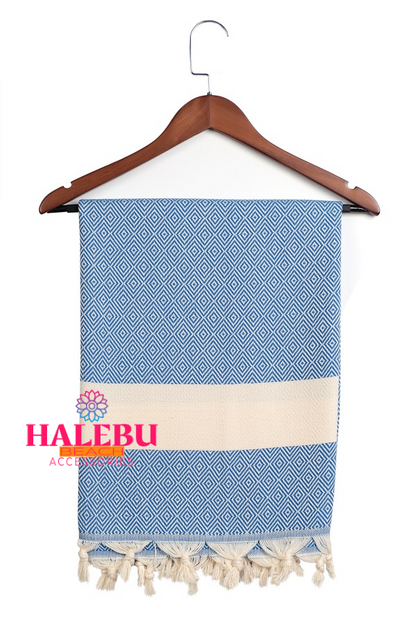 Blue Color Diamond Pattern Design Beach Towel
