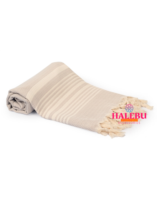 Cream Color Hasir Pattern Design Beach Towel