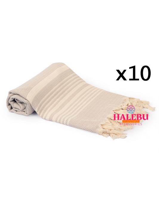 10 Pieces Cream Color Hasir Pattern Design Beach Towel
