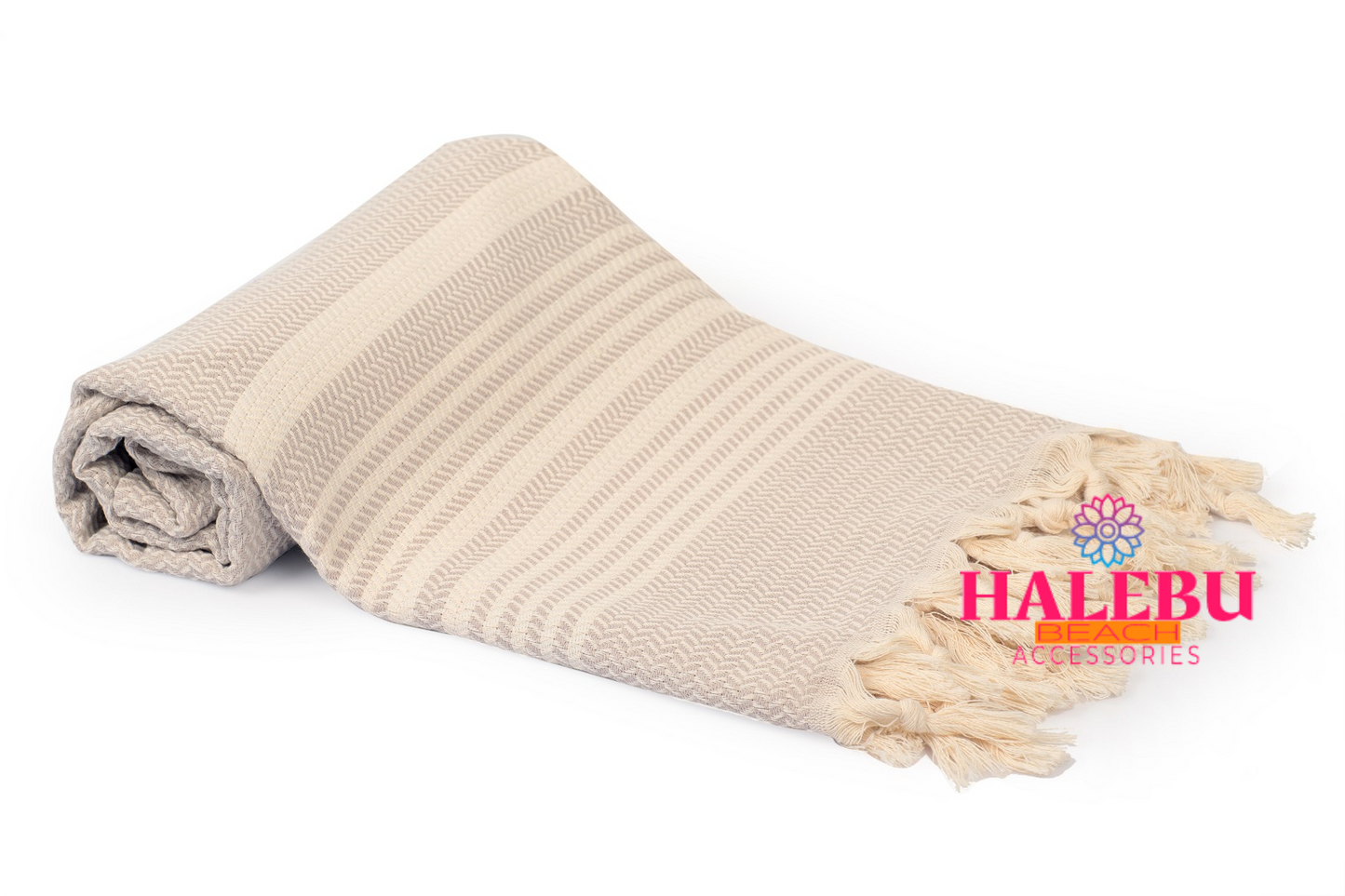 Cream Color Hasir Pattern Design Beach Towel
