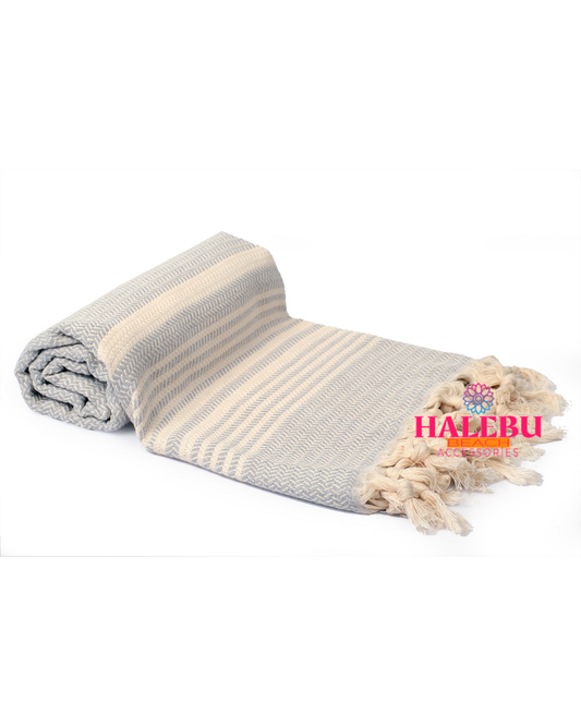 Gray Color Hasir Pattern Design Beach Towel