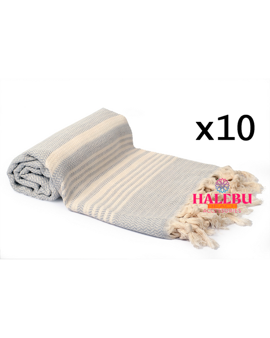 10 Pieces Gray Color Hasir Pattern Design Beach Towel