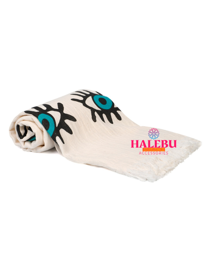 Green Eye Printed Beach Towel