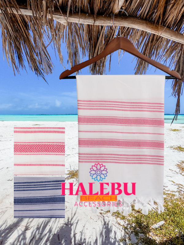 5 Pieces Blue and White & 5 Pieces Pink and White Striped Design Beach Towel