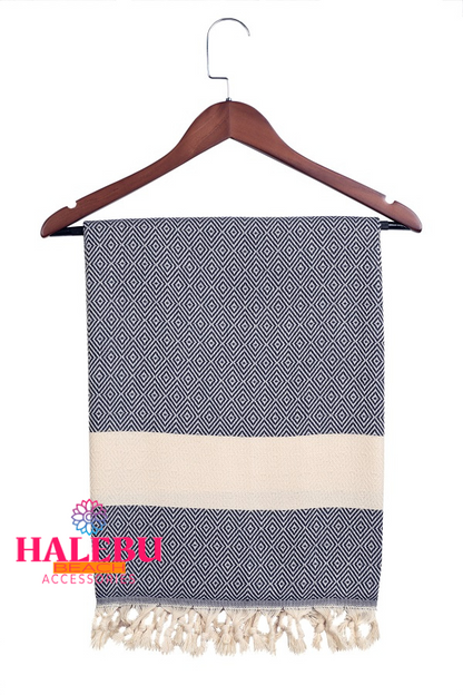 10 Pieces Navy Blue Color Diamond Pattern Design Beach Towel