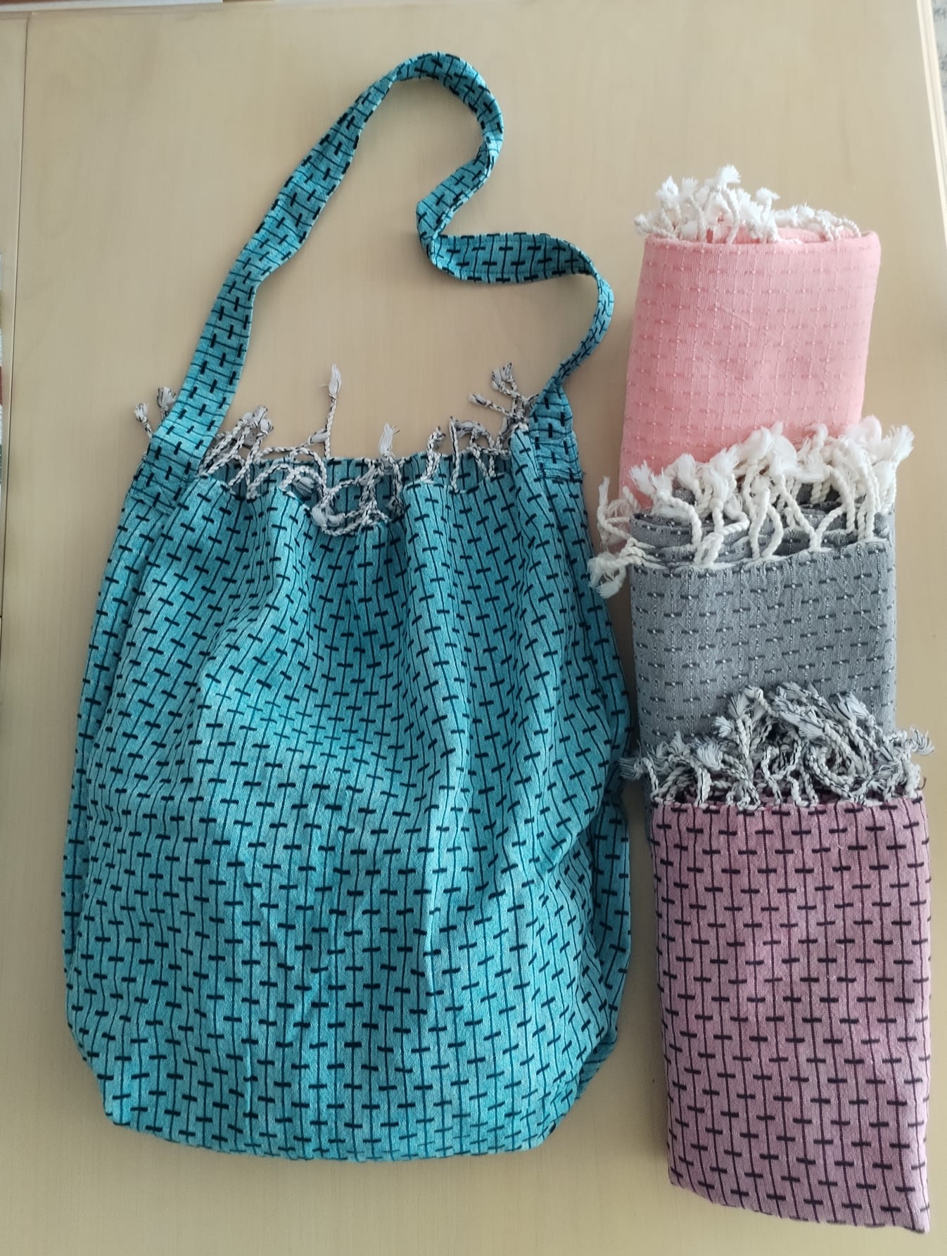 Peshtemal and Beach Bag in One 100% Cotton