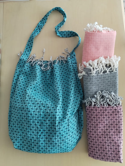 Peshtemal and Beach Bag in One 100% Cotton