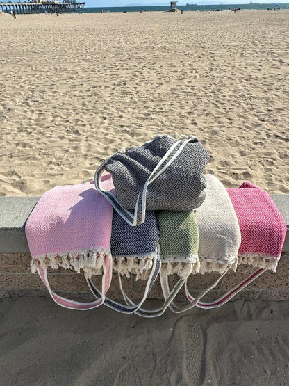 100% Cotton Peshtemal and Beach Bag in One