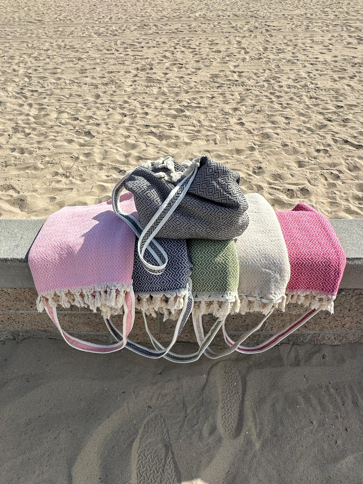18 Pieces Peshtemal and Beach Bag in One 100% Cotton