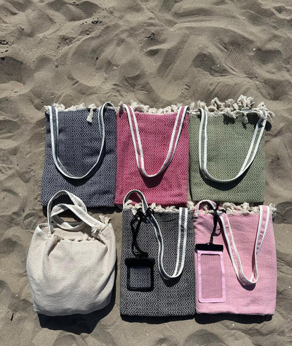 18 Pieces Peshtemal and Beach Bag in One 100% Cotton