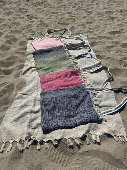 18 Pieces Peshtemal and Beach Bag in One 100% Cotton