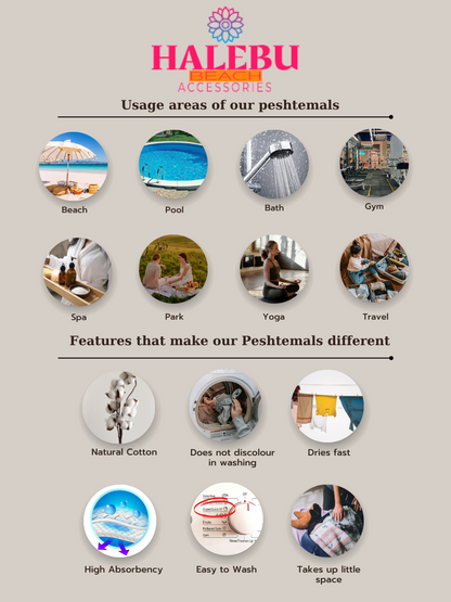 10 Pieces Blue White Striped Design Beach Towel