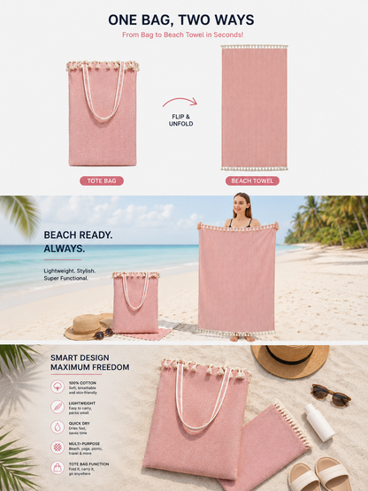 18 Pieces Peshtemal and Beach Bag in One 100% Cotton