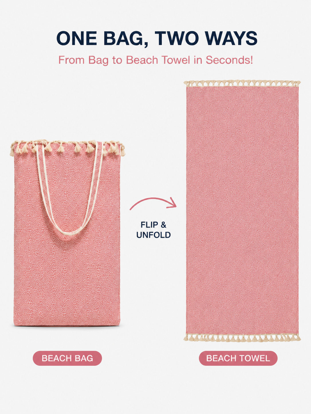 18 Pieces Peshtemal and Beach Bag in One 100% Cotton