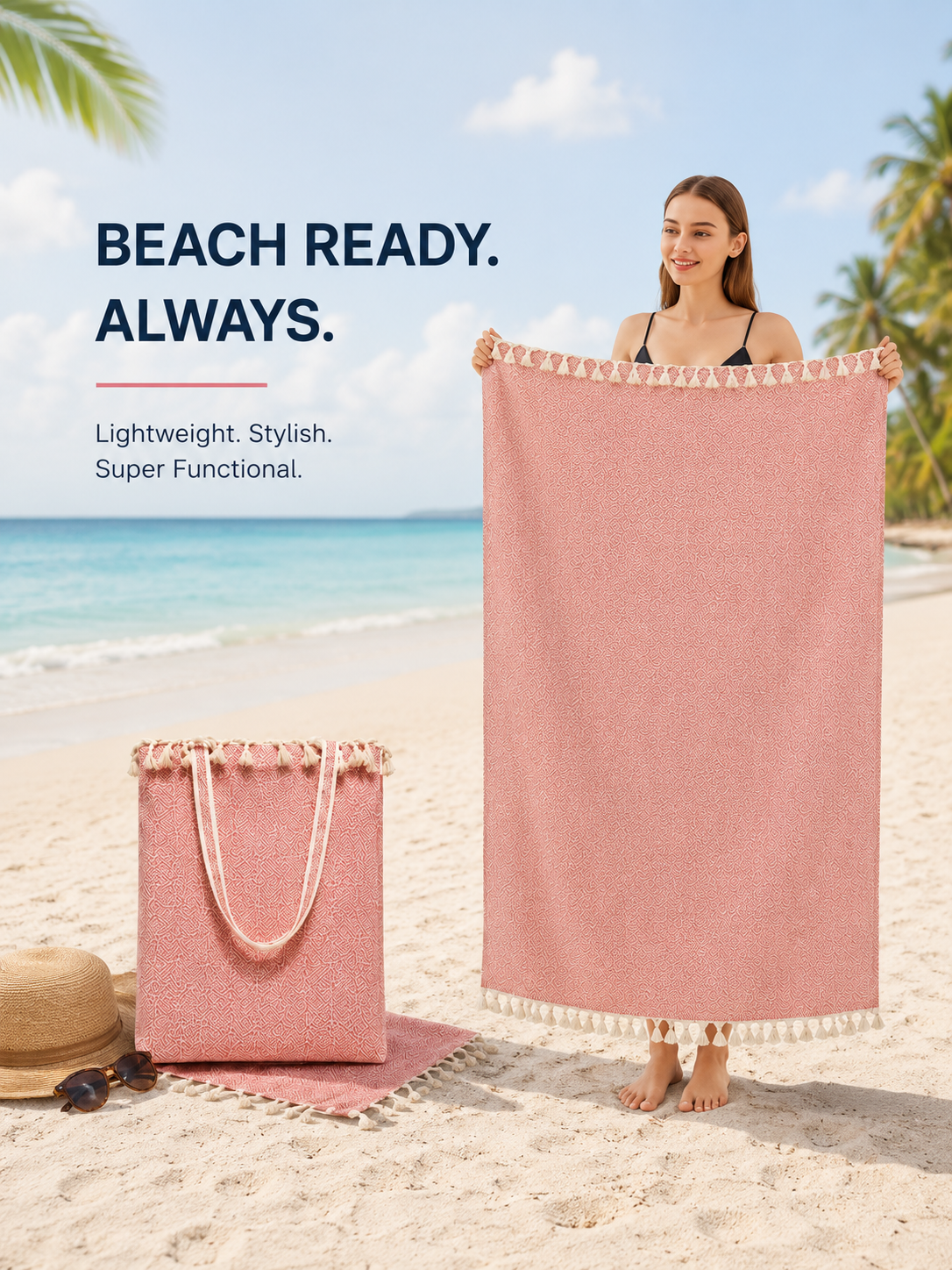 18 Pieces Peshtemal and Beach Bag in One 100% Cotton