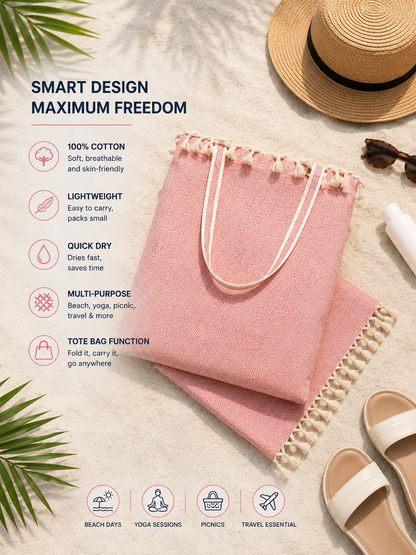 18 Pieces Peshtemal and Beach Bag in One 100% Cotton